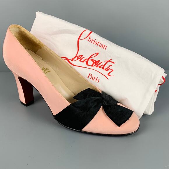 CHRISTIAN LOUBOUTIN Size 7.5 Pink Black Bow Pumps - Picture 7 of 11